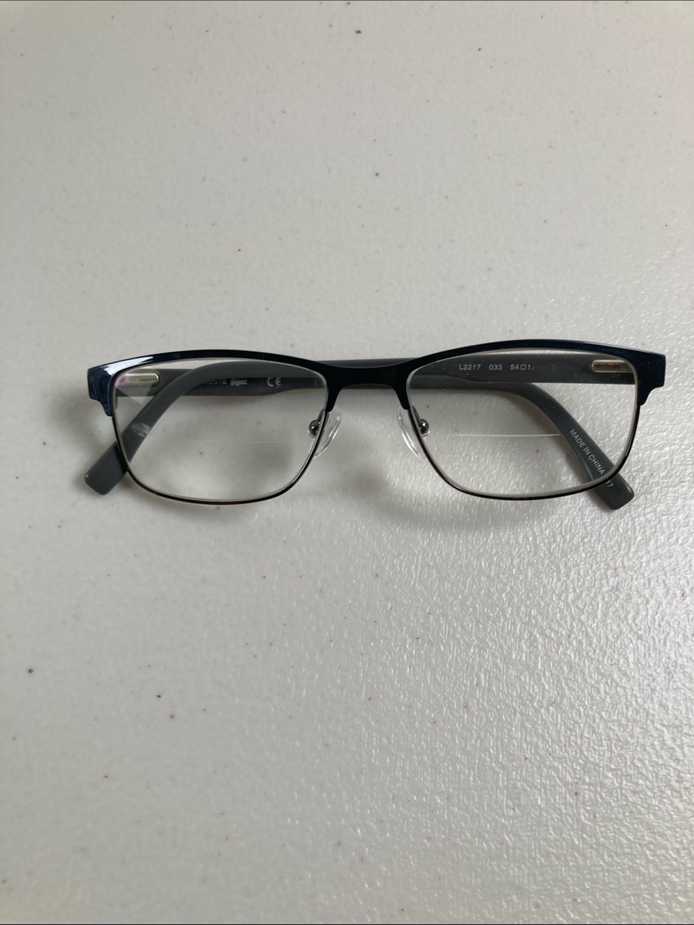 LACOSTE L2217 033 54 17 Eyeglasses Rectangle Full Rim Metal Frames Only Gunmetal